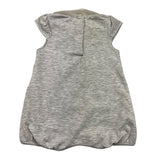 Emc Baby Girl Solid Color Half Sleeve Romper with Contrast Collar Gray