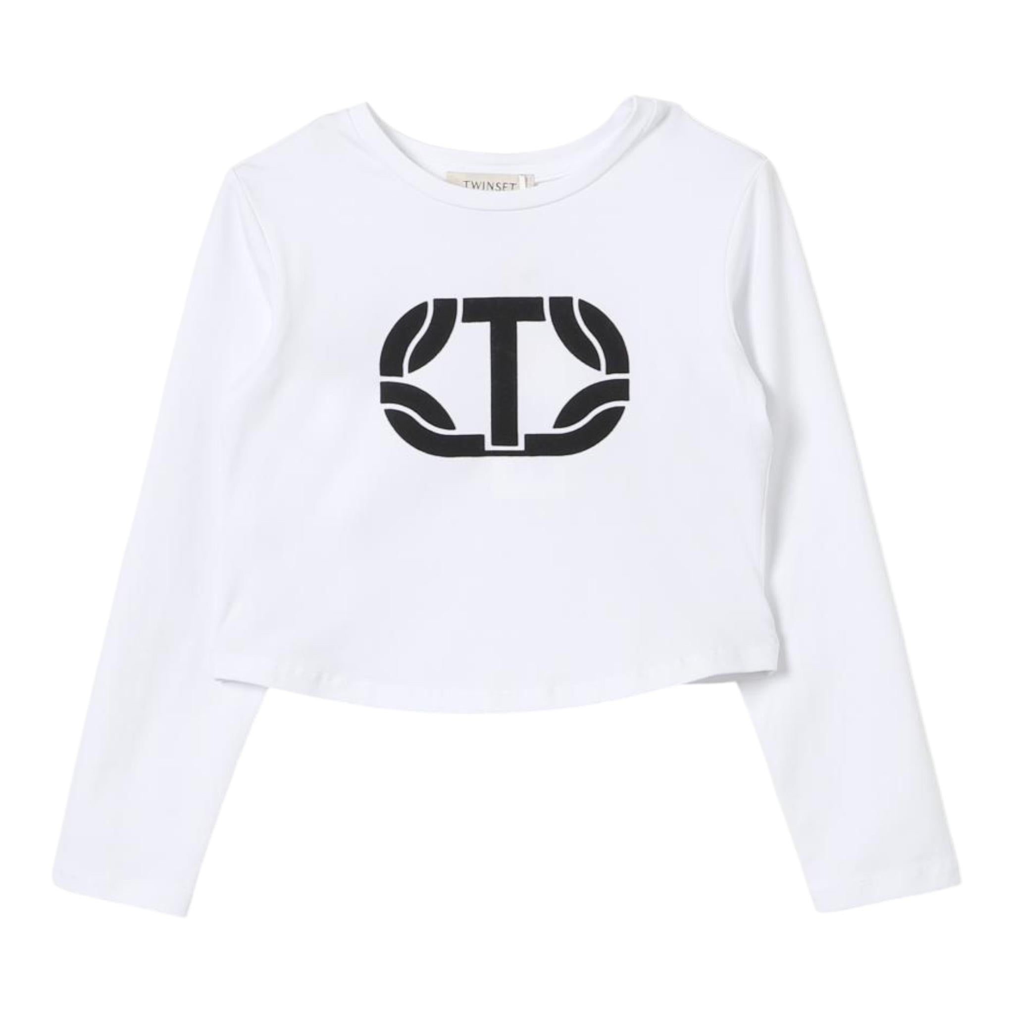 TWINSET shirt girocollo tinta unita con stampa Bianco per Bambina 242GJ2032XXXX BIANCO TWINSET 
