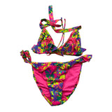 Mefui Multicolor Bikini Model Costume With Frills Triangle-Multicolor Slip For Girls
