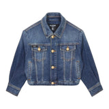 Balmain Denim Jacket Solid Color With Blue Buttons For Boys