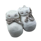 Baby Lord Plain Color Booties With White Contrast Bow For Newborn