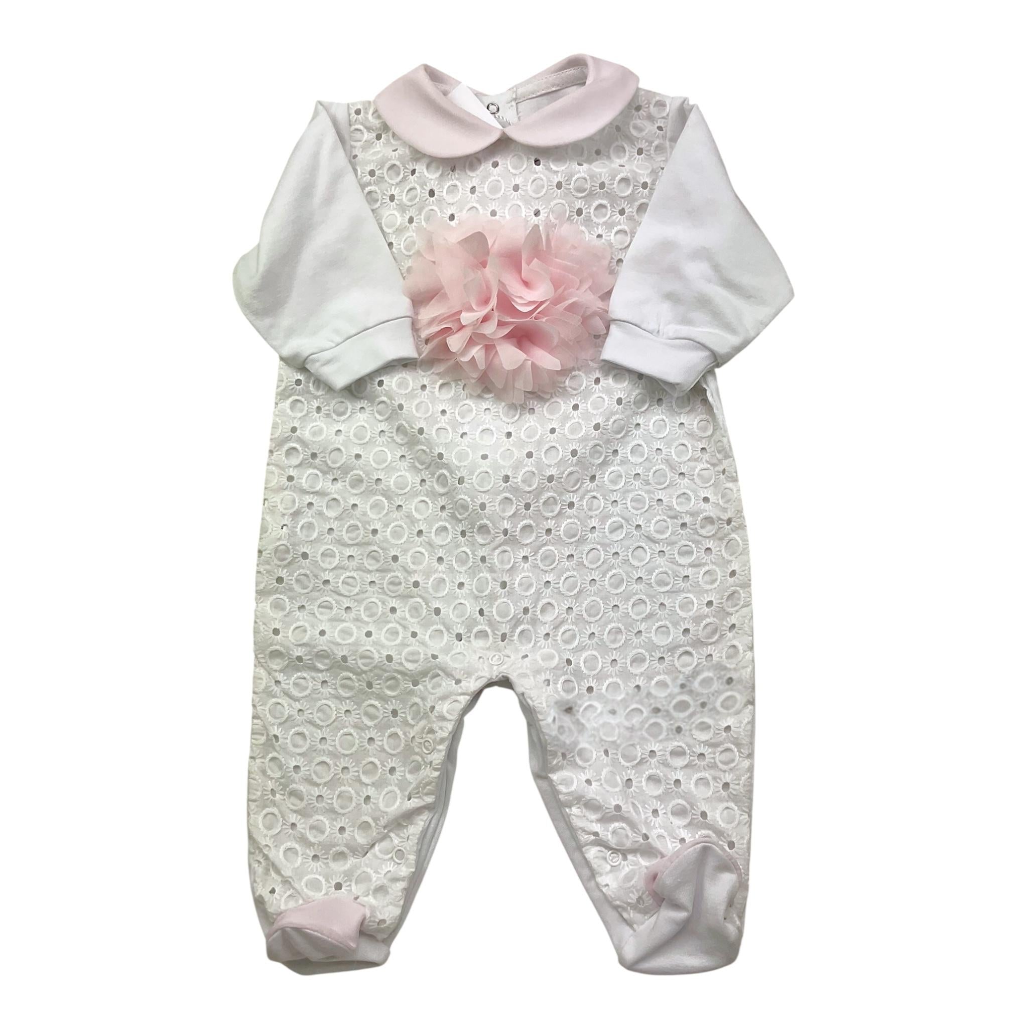 La Sartoria Dei Piccoli Tutina Tinta Unita Traforta per Neonata LTB3091 BIANCO LA SARTORIA DEI PICCOLI 