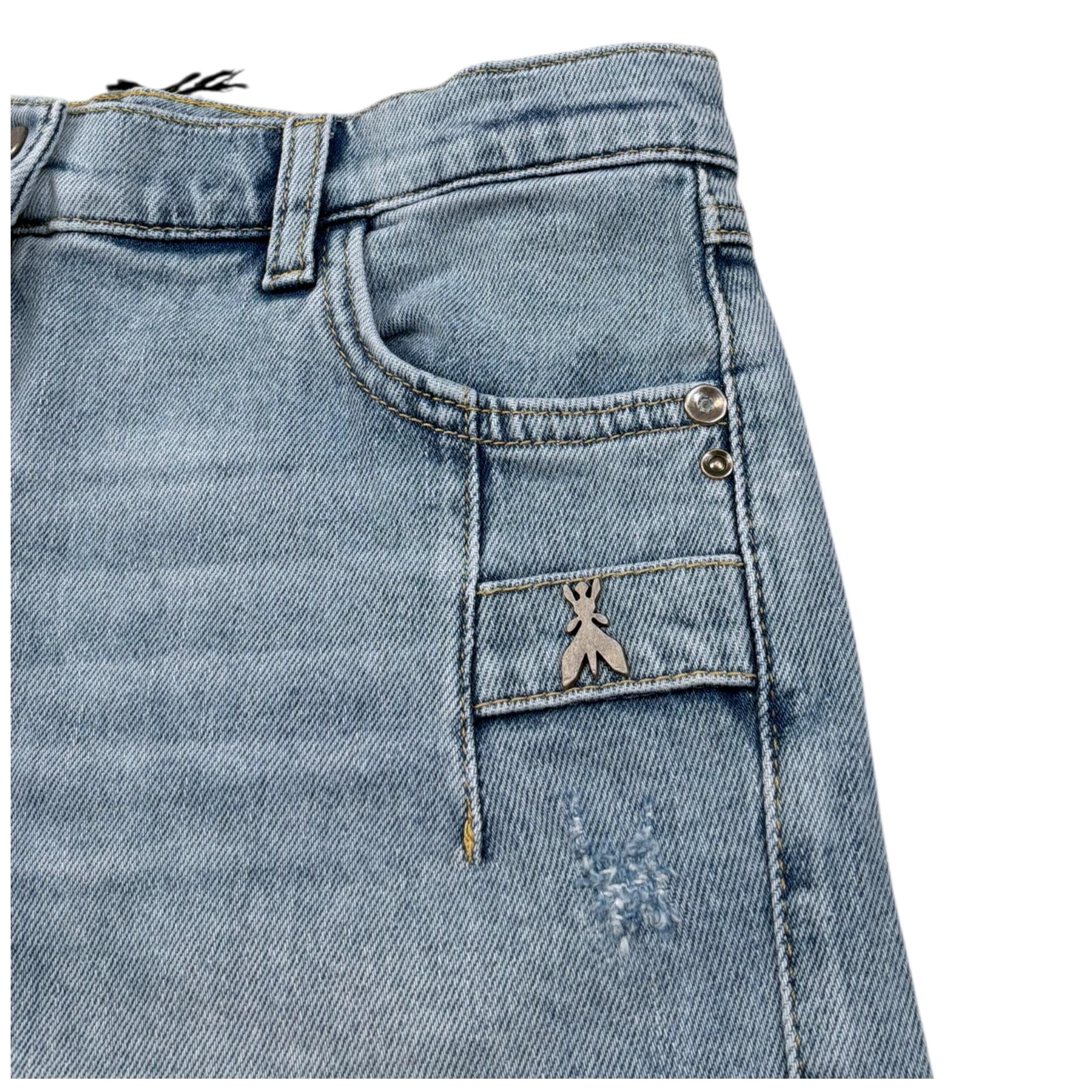 Patrizia Pepe Short In Denim Tinta Unita con Logo per Bambina 7P0377X AZZURRO PATRIZIA PEPE 