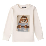 SARABANDA shirt girocollo tinta unita con stampa in contrasto Bianco per Bambino 0A146X BIANCO SARABANDA 