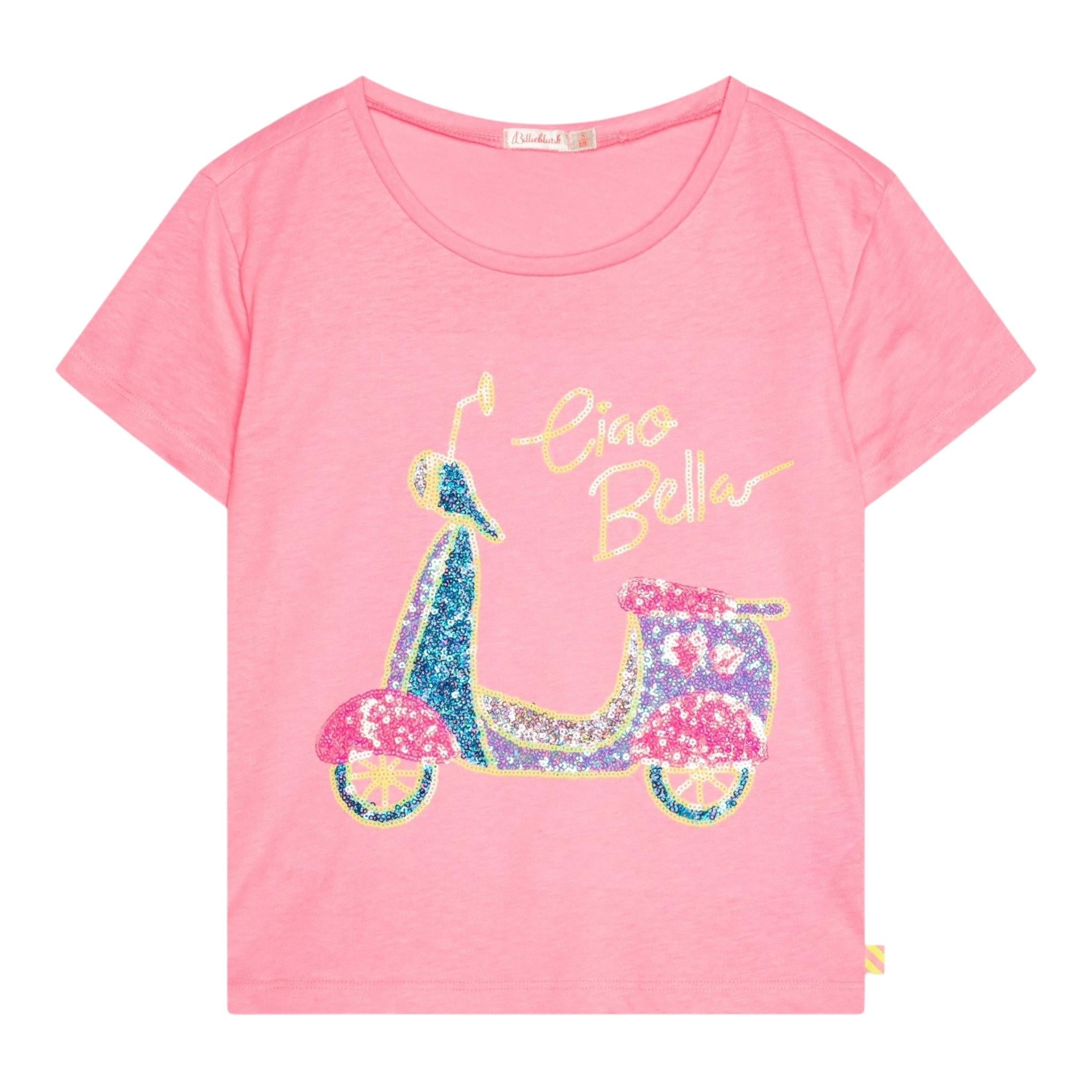 Billieblush T-Shirt Tinta Unita con Stampa Paillettes per Bambina U20950XJ ROSA BillIEBLUSH 