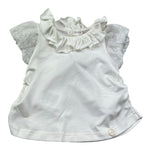 Le Bebe T-Shirt con Colletto Tinta Unita con Maniche Ricamate per Neonata LBG6323 BIANCO LE BEBE 