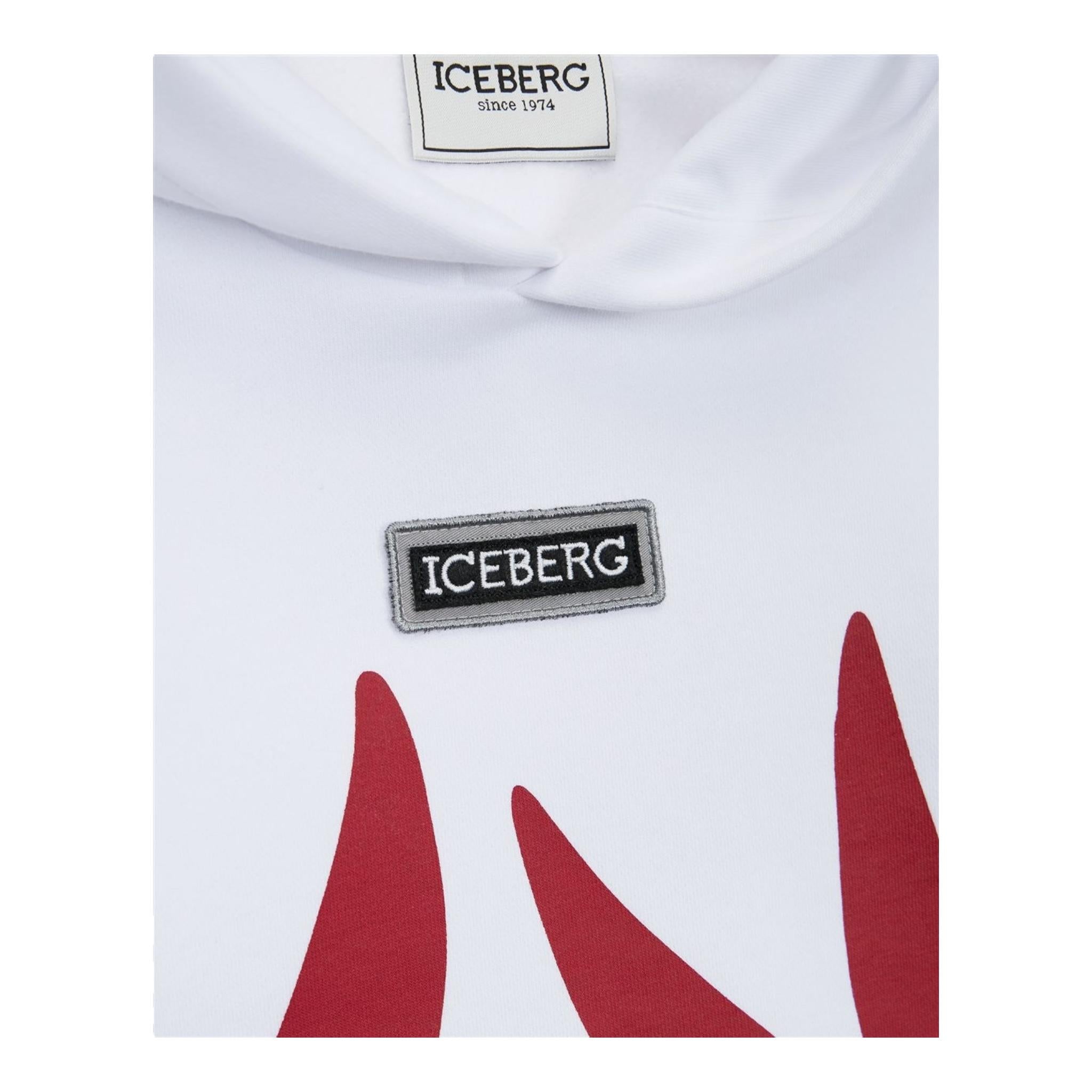 ICEBERG felpa chiusa con cappuccio tinta unita con stampa logo Bianco per Bambino MFICE5318JX BIANCO ICEBERG 