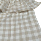 Petit Indi Tuta Intera Bicolore con Fantasia A Quadri per Bambina SS25B2115XXN BIANCO/BEIGE PETIT INDI 