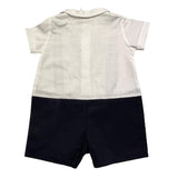 Barcellino Two-Tone Romper Half Sleeve White/Blue For Newborn