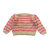 Zhoe &amp; Tobiah Beige/Pink Two-Tone Cardigan With Openwork Stripe Pattern For Girls