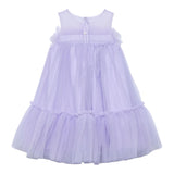 Abel & Lula Abito Tinta Unita Giromanica con Tulle per Bambina 5051XX LILLA ABEL & LULA 