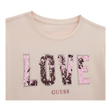 Guess T-Shirt Tinta Unita Girocollo con Paillettes per Bambina J5RI37K05 ROSA GUESS 