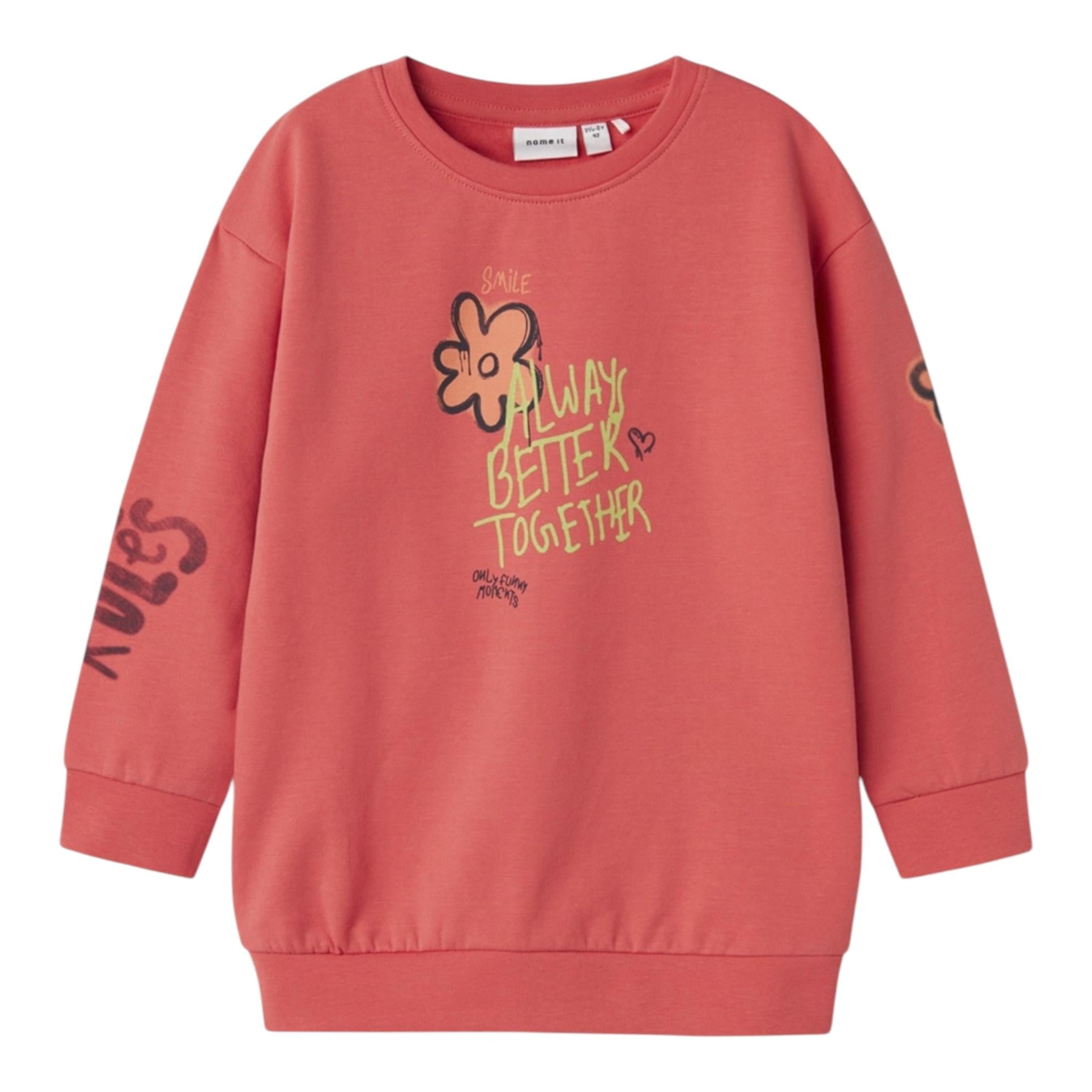 NAME IT abito tinta unita modello felpa con stampa Salmone per Bambina 132330433 SALMONE NAME IT 