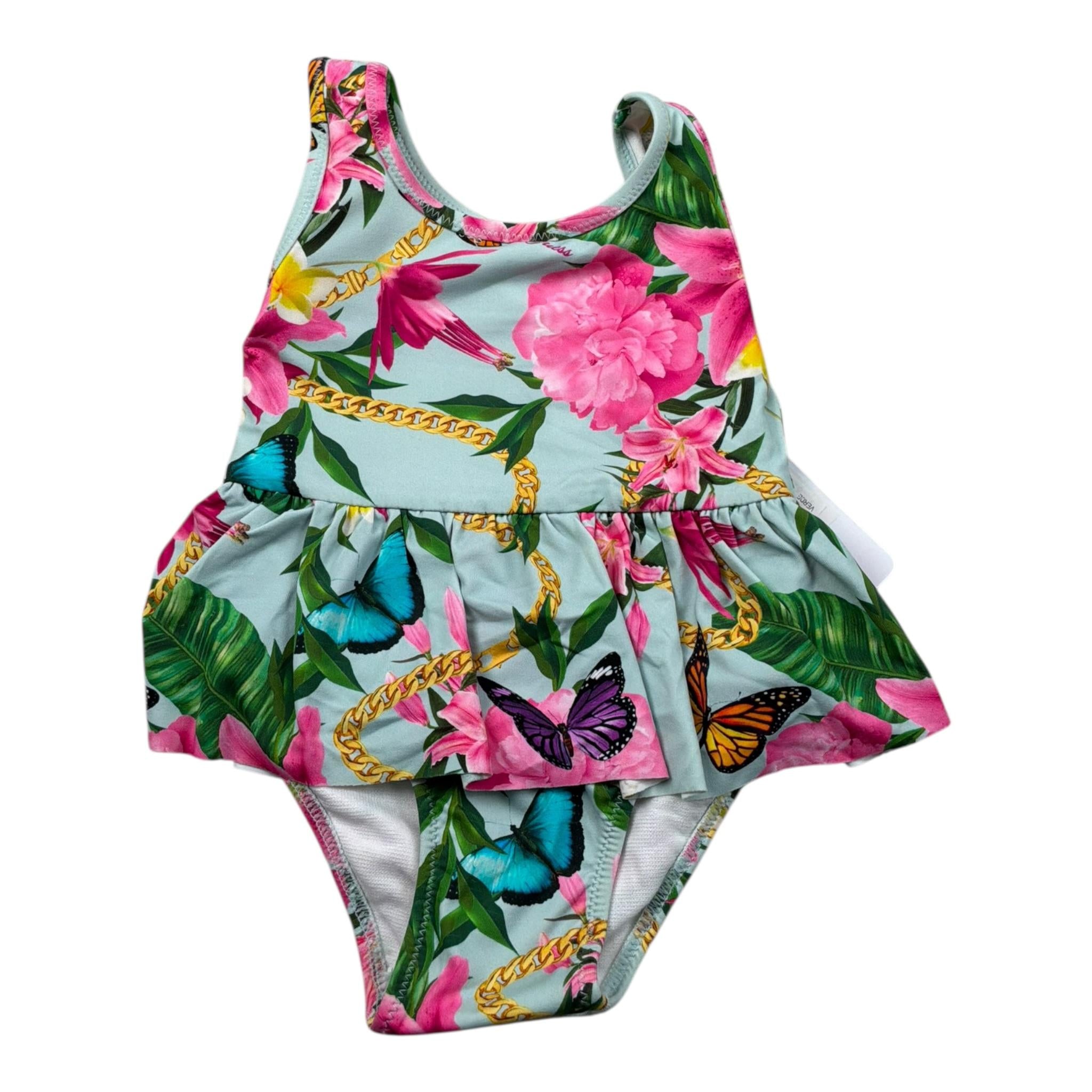 Guess Costume Intero Tinta Unita Fantasia Floreale per Neonata A2GZ00MP004 AZZURRO GUESS 