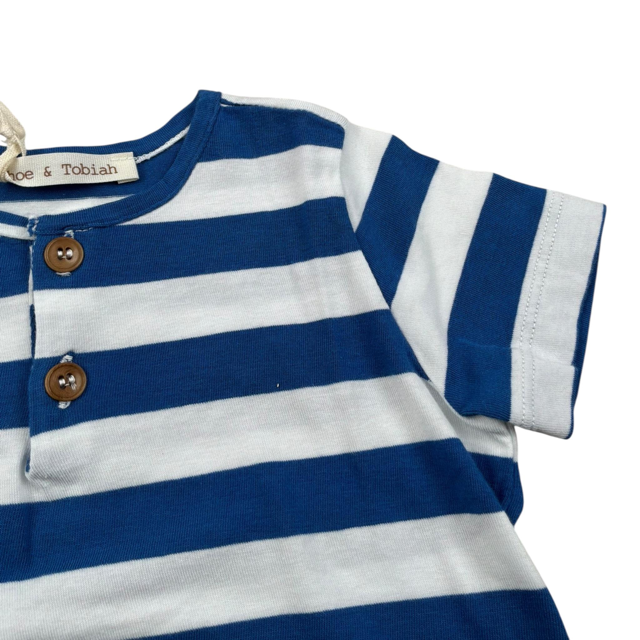 Zhoe & Tobiah T-Shirt Fantasia A Righe Bicolore per Neonato JCS7M BIANCO/BLU ZHOE & TOBIAH 