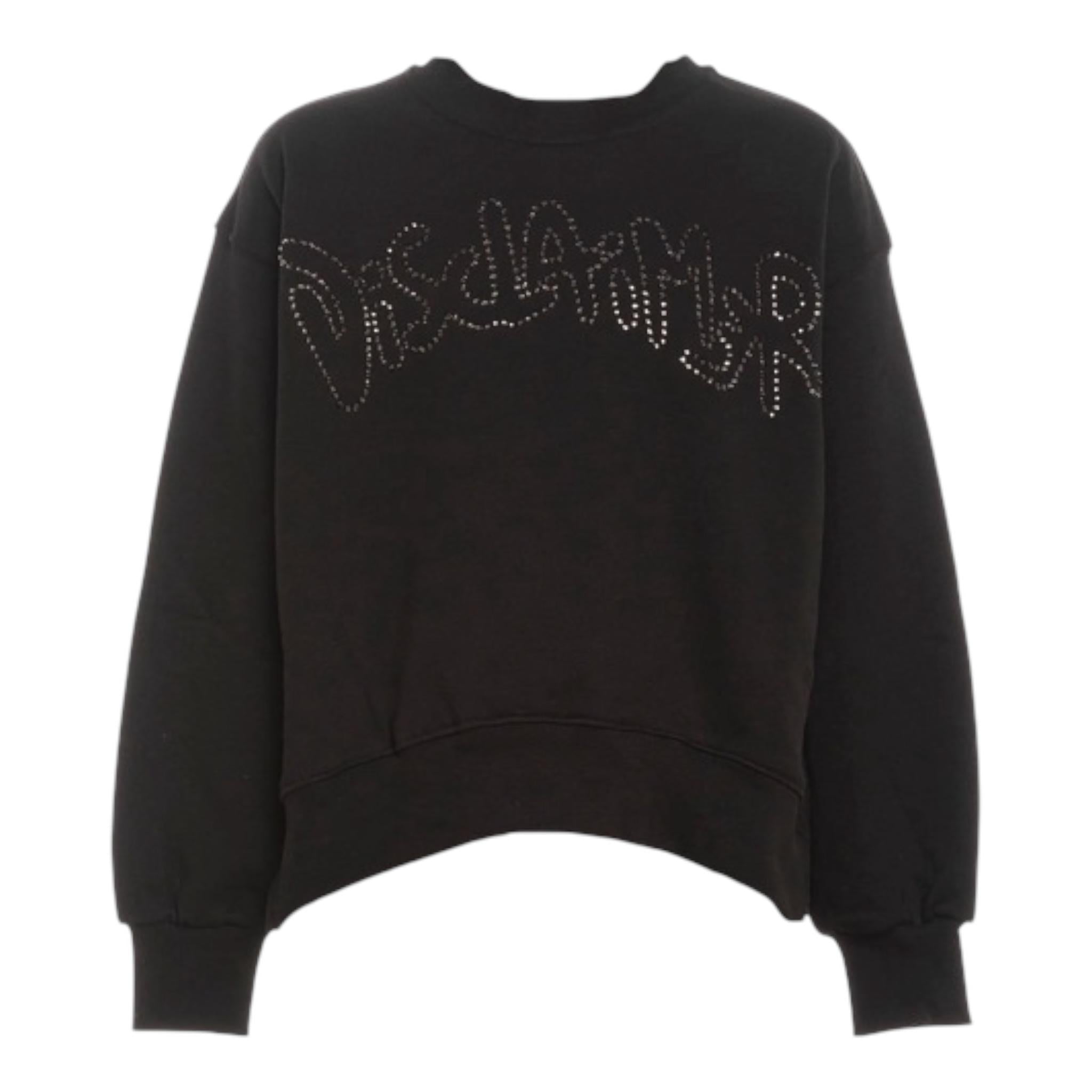 DISCLAIMER felpa tinta unita girocollo con brillantini Nero per Bambina 24IDK58337 NERO DISCLAIMER 