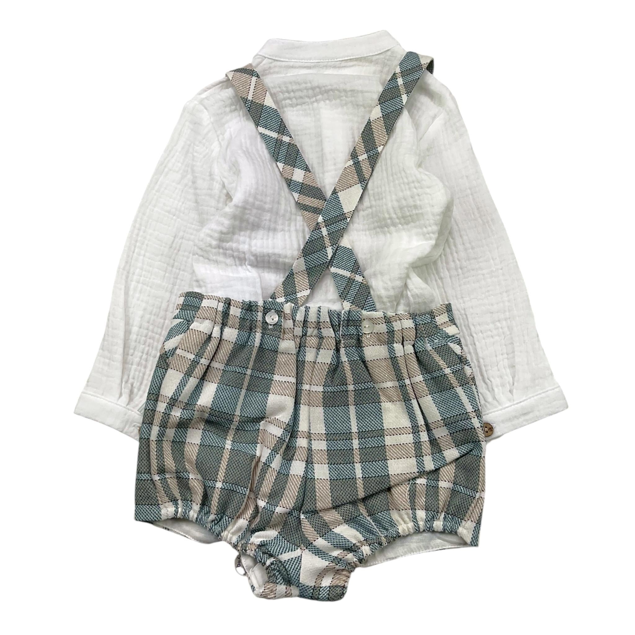 MARTA Y PAULA completo bicolore 2pz camicia-salopettes Bianco per Neonato 1859N BIANCO MARTA Y PAULA 