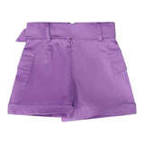 Fun &amp; Fun Plain Shorts With Purple Strap For Girls