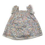 Losan Solid Color Sleeveless Dress with White Pattern Print for Baby Girl