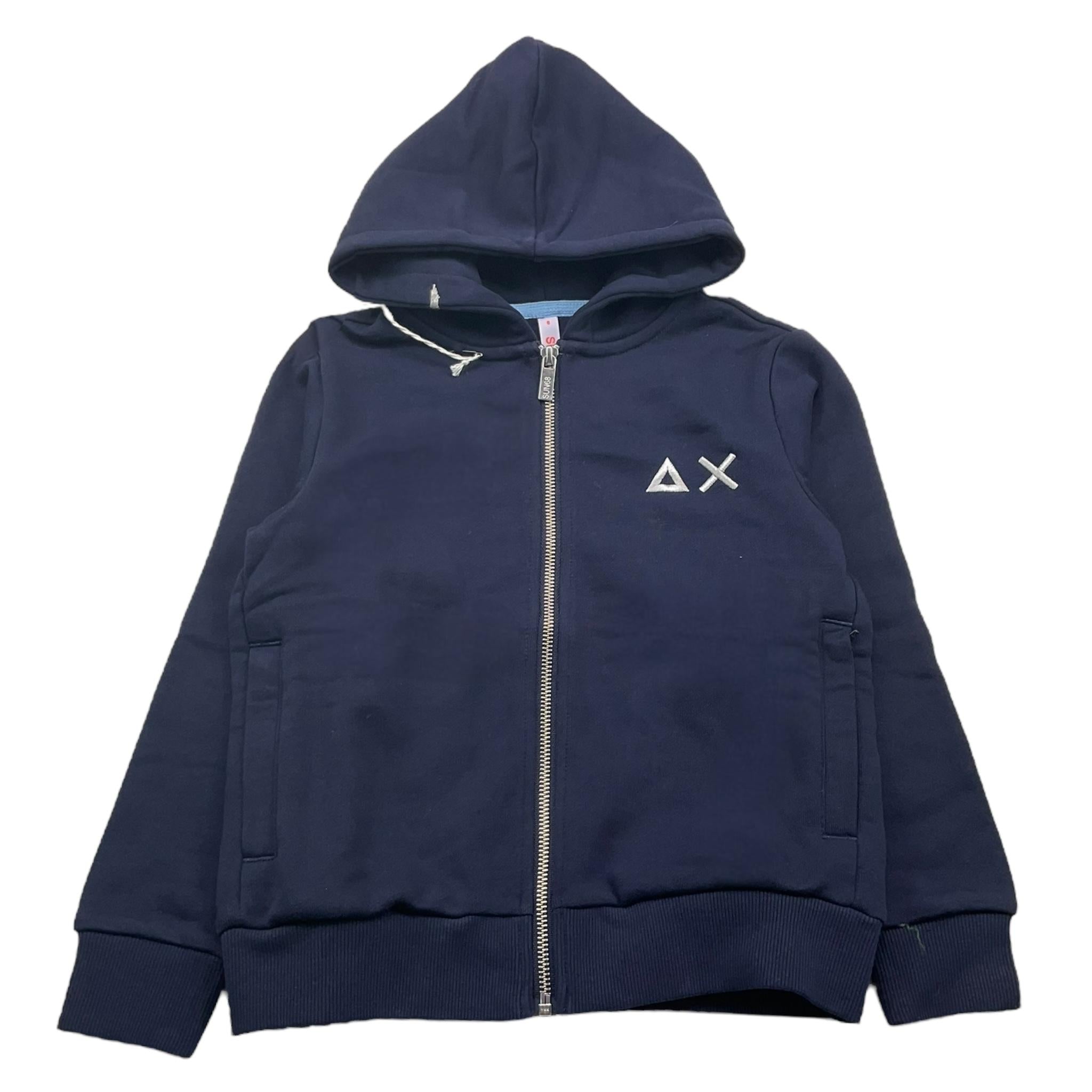 SUN68 felpa con zip e cappuccio tinta unita Blu per Bambino F44302X BLU SUN68 