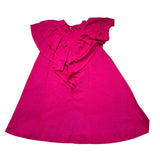 Mariuccia Solid Color Half Sleeve Dress With Ruffles Magenta For Girls