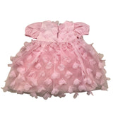 Simonetta Solid Color Half Sleeve Dress With Pink Tulle For Baby Girl
