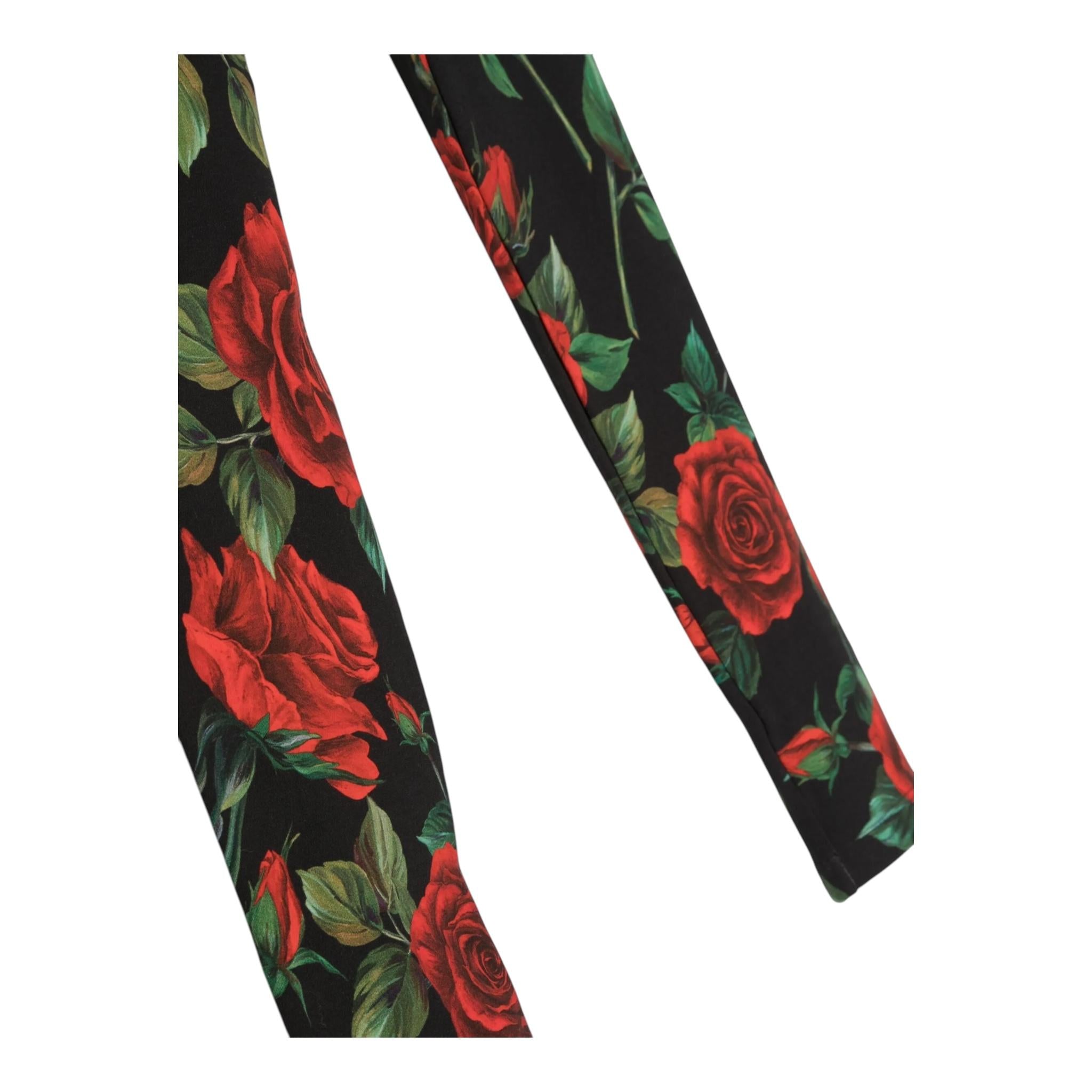 DOLCE & GABBANA leggins tinta unita con stampe rose Nero per Bambina L5JP3JFS NERO DOLCE & GABBANA 