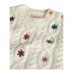 BOBOLI maglia girocollo tinta unita con ricami Panna per Bambina 239048 PANNA BOBOLI 