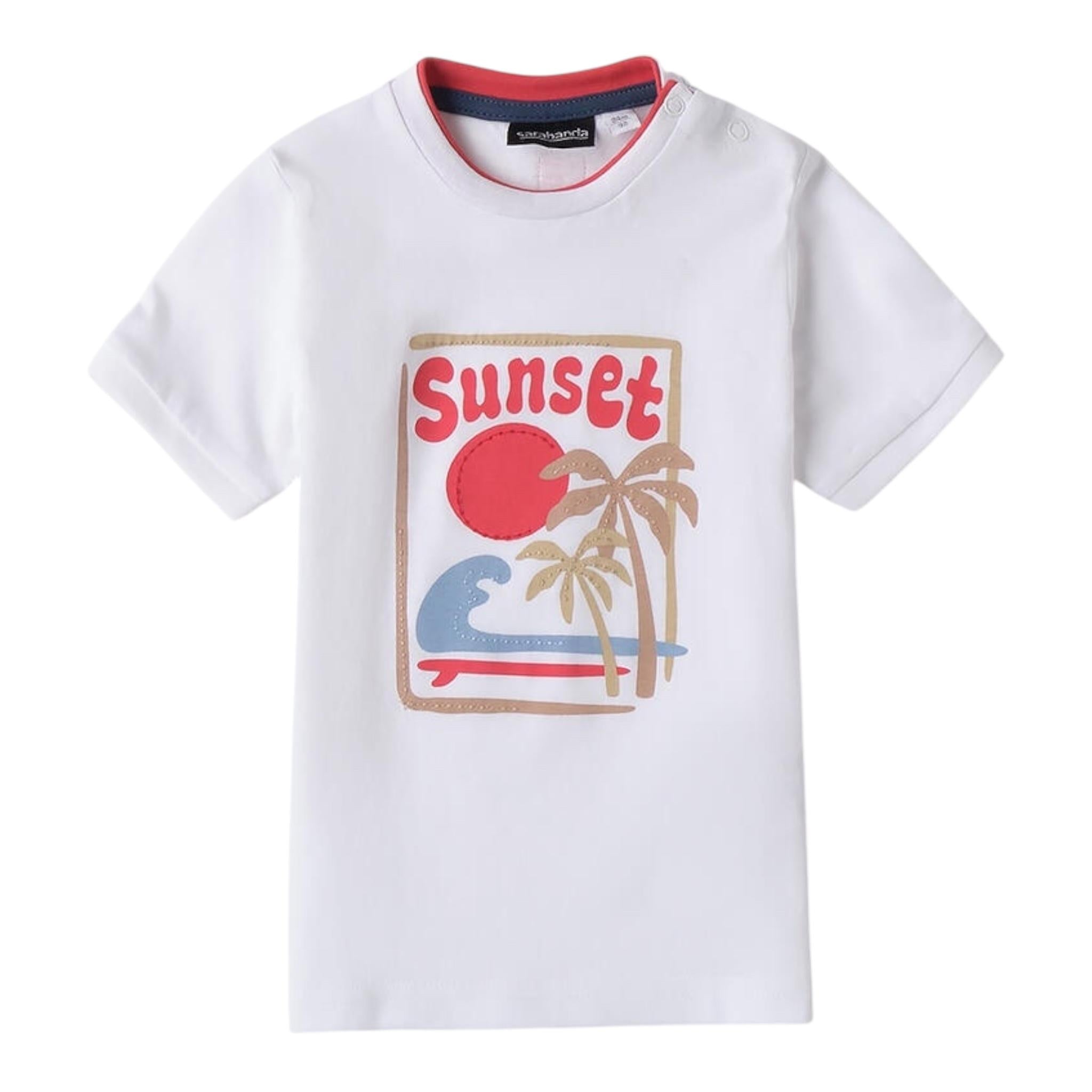 Sarabanda T-Shirt Tinta Unita con Stampa per Neonato 0B144 BIANCO SARABANDA 