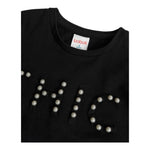 BOBOLI shirt girocollo tinta unita cn perle Nero per Bambina 729064 NERO BOBOLI 