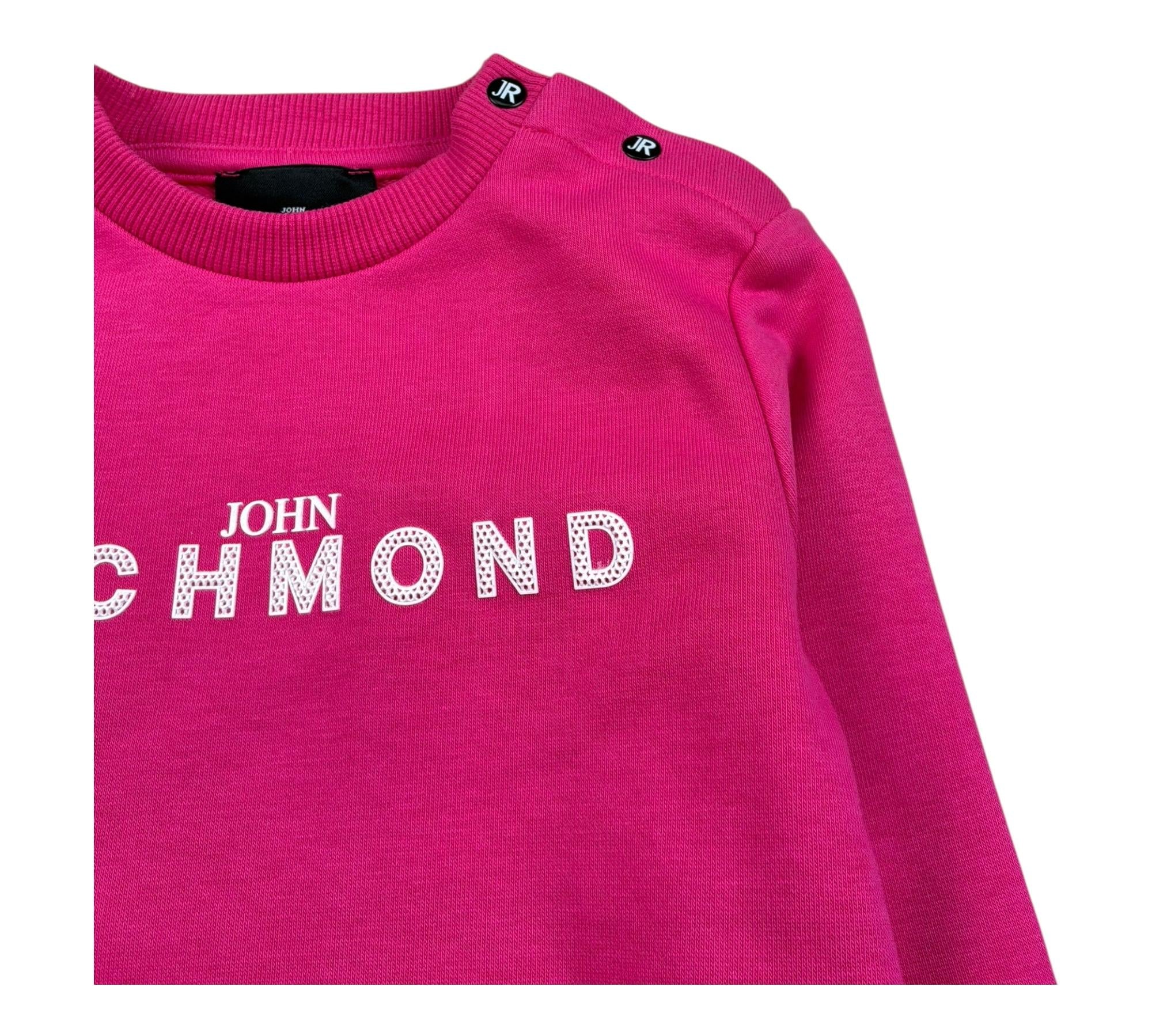 John Richmond Felpa Chiusa Girocollo Tinta Unita con Logo per Neonata RIP26036FEA FUXIA JOHN RICHMOND 
