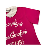 PHILOSOPHY t-shirt tinta unita con colletto in contrasto Fuxia per Bambina PFTS005 FUXIA PHILOSOPHY 