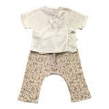Teddy E Minou 2 Piece Set T-Shirt-Trousers Two-Tone White/Beige For Baby Girl