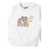 MOSCHINO felpa chiusa girocollo tinta unita con stampa in contrasto Panna per Neonata MCF02K PANNA MOSCHINO 