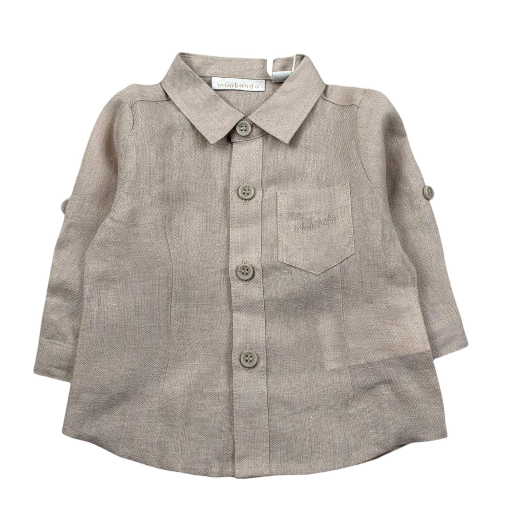 Mini Banda Camicia Manica Lunga Tinta Unita per Neonato 38643 BEIGE MINI BANDA 