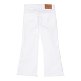 Ermanno Scervino Plain Trousers Bell Bottoms With Adjustable Waistband And Embroidery White For Girls