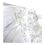Chloe' Plain White Sangallo Lace Half Sleeve Shirt For Girls