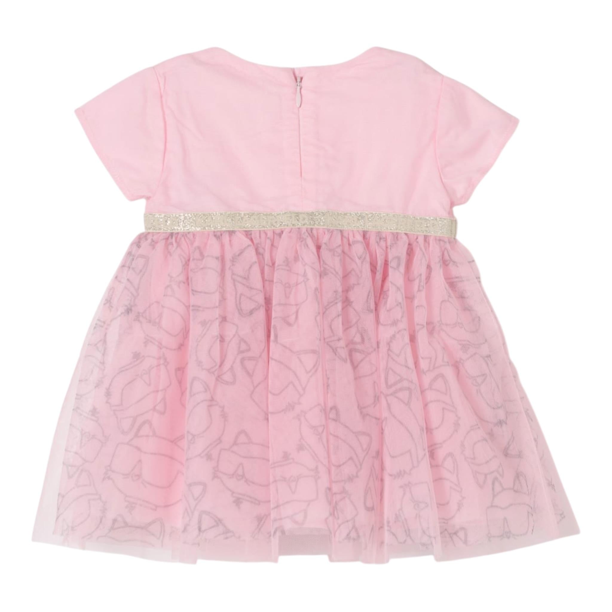 Karl Lagerfeld Abito Mezza Manica Tinta Unita In Tulle per Neonata Z30519 ROSA KARL LAGERFELD 