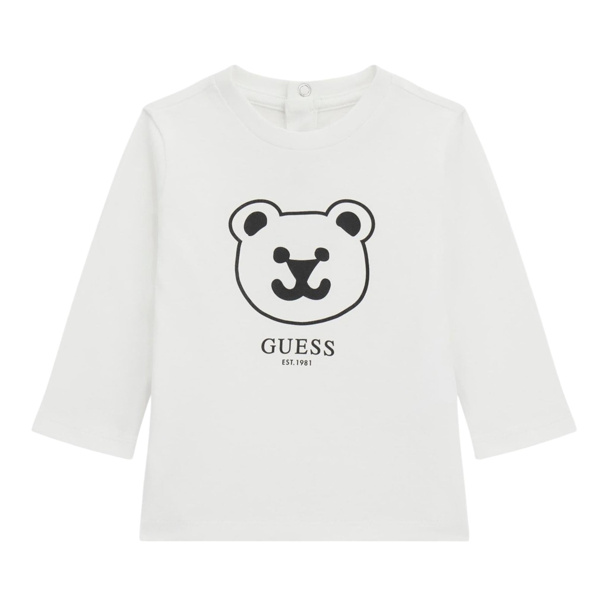 GUESS shirt girocollo tinta unita ocn logo Bianco per Neonato I4YI01K8HM4XX BIANCO GUESS 