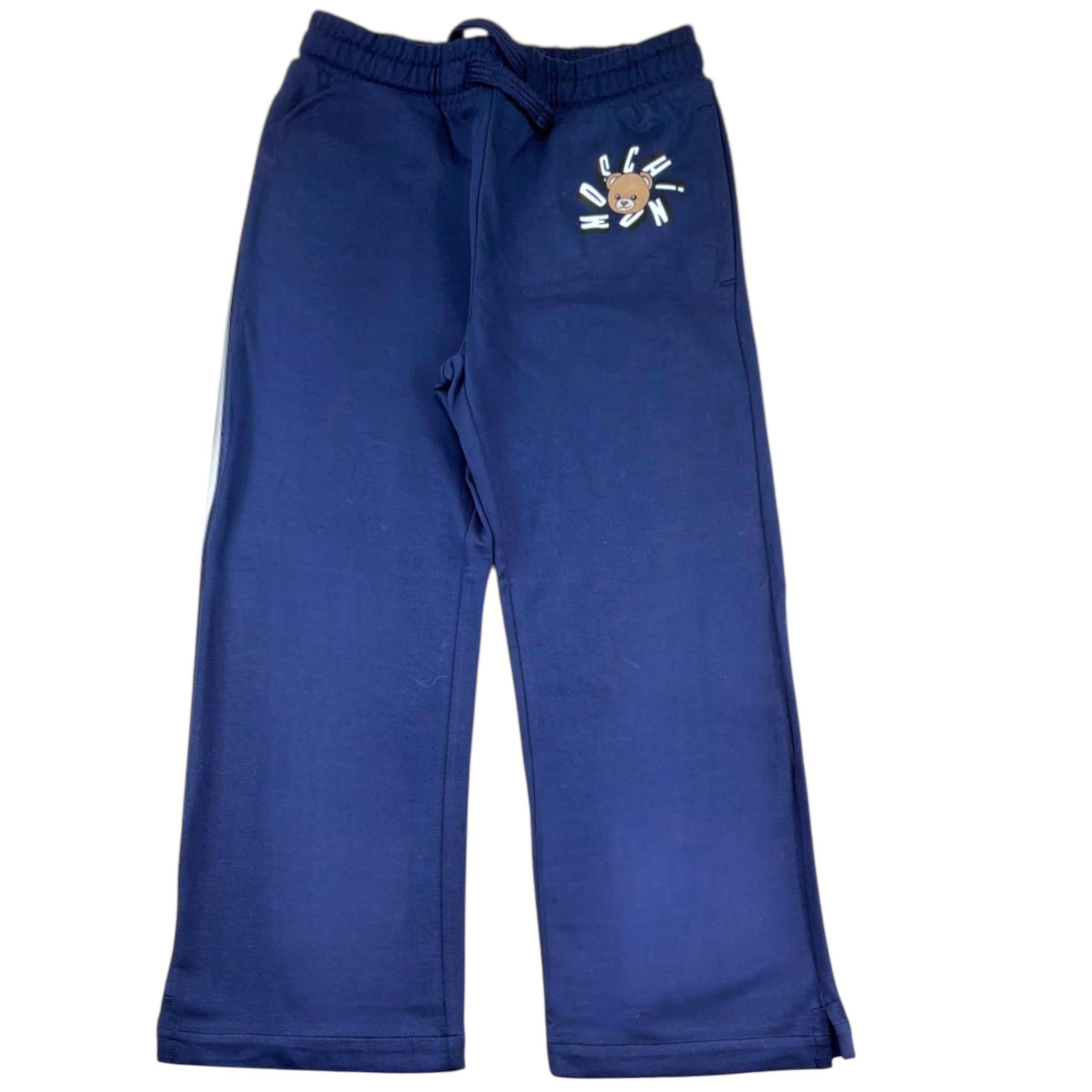 Moschino Pantalone Tinta Unita con Stampa per Bambina HDP06Z BLU MOSCHINO 