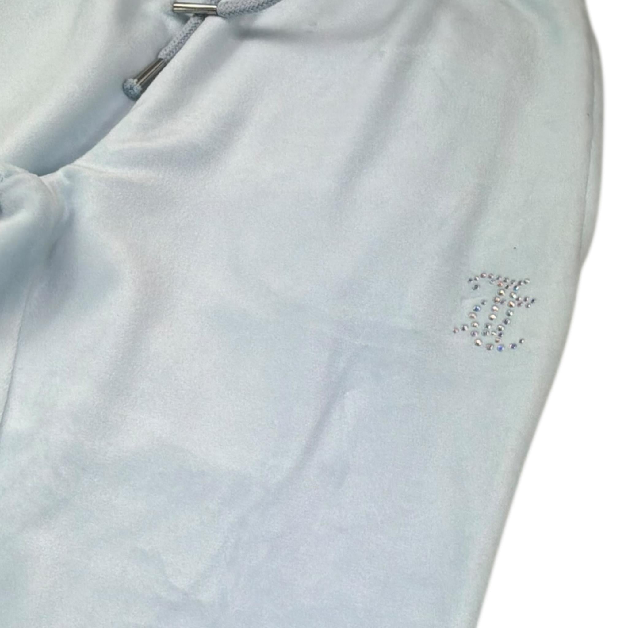 Juicy Couture Pantalone In Velluto Tinta Unita per Bambina JB6744 AZZURRO JUICY COUTURE 