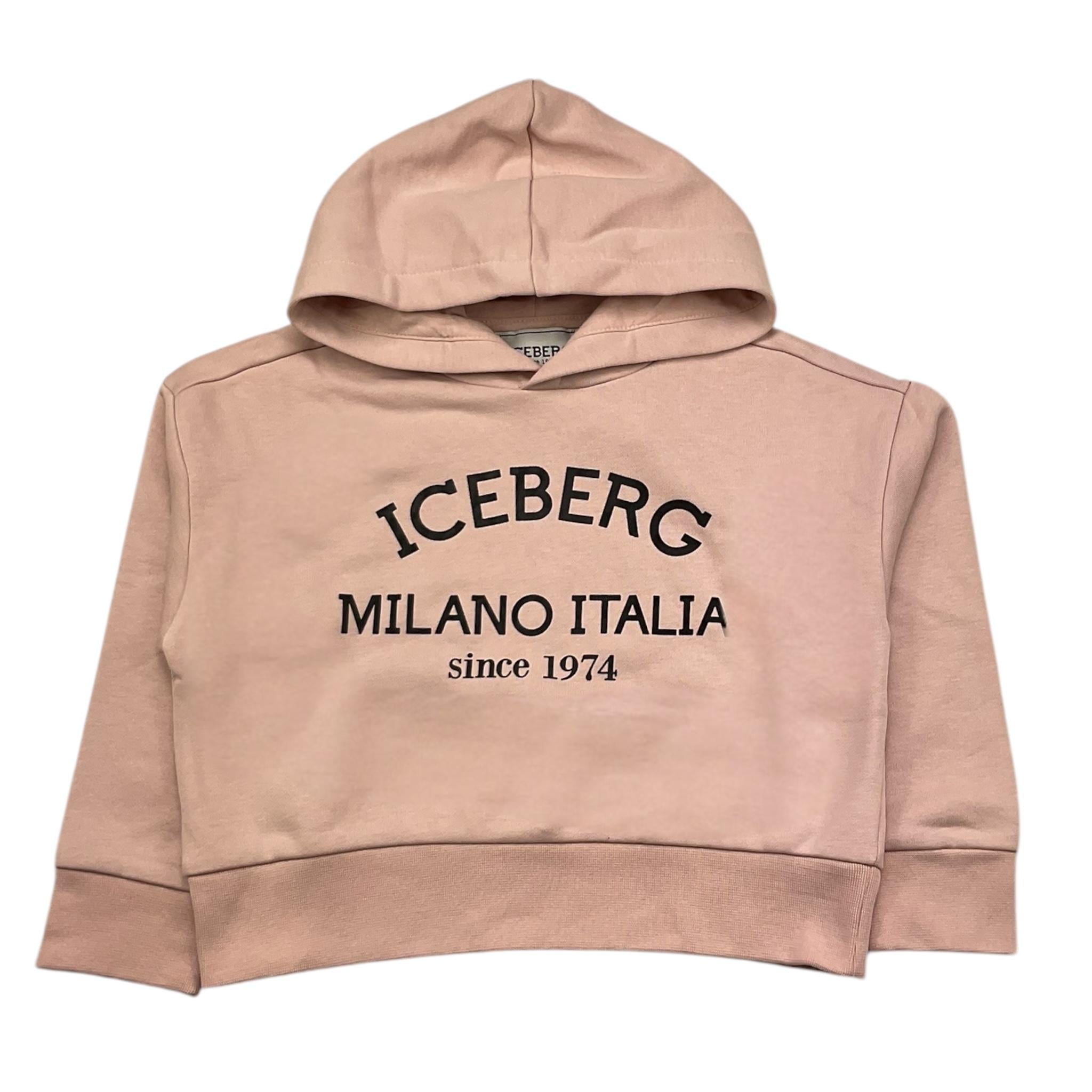 ICEBERG felpa chiusa con cappuccio tinta unita con stampa logo Rosa per Bambina MFICE5336J ROSA ICEBERG 