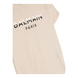Balmain T-Shirt Crew Neck Solid Color With Contrast Print Beige For Boys