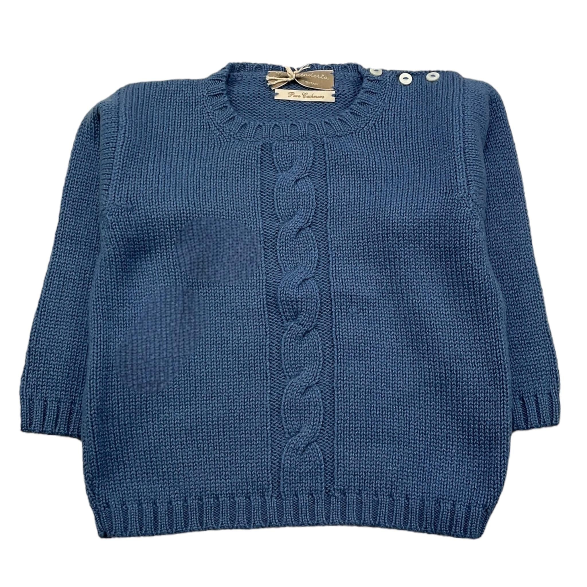 LA STUPENDERIA maglia girocollo tinta unita con ricami Azzurro per Bambino ZJCR42 AZZURRO LA STUPENDERIA 