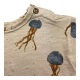 Play Up T-Shirt Crew Neck Solid Color With Contrast Prints Beige For Newborns
