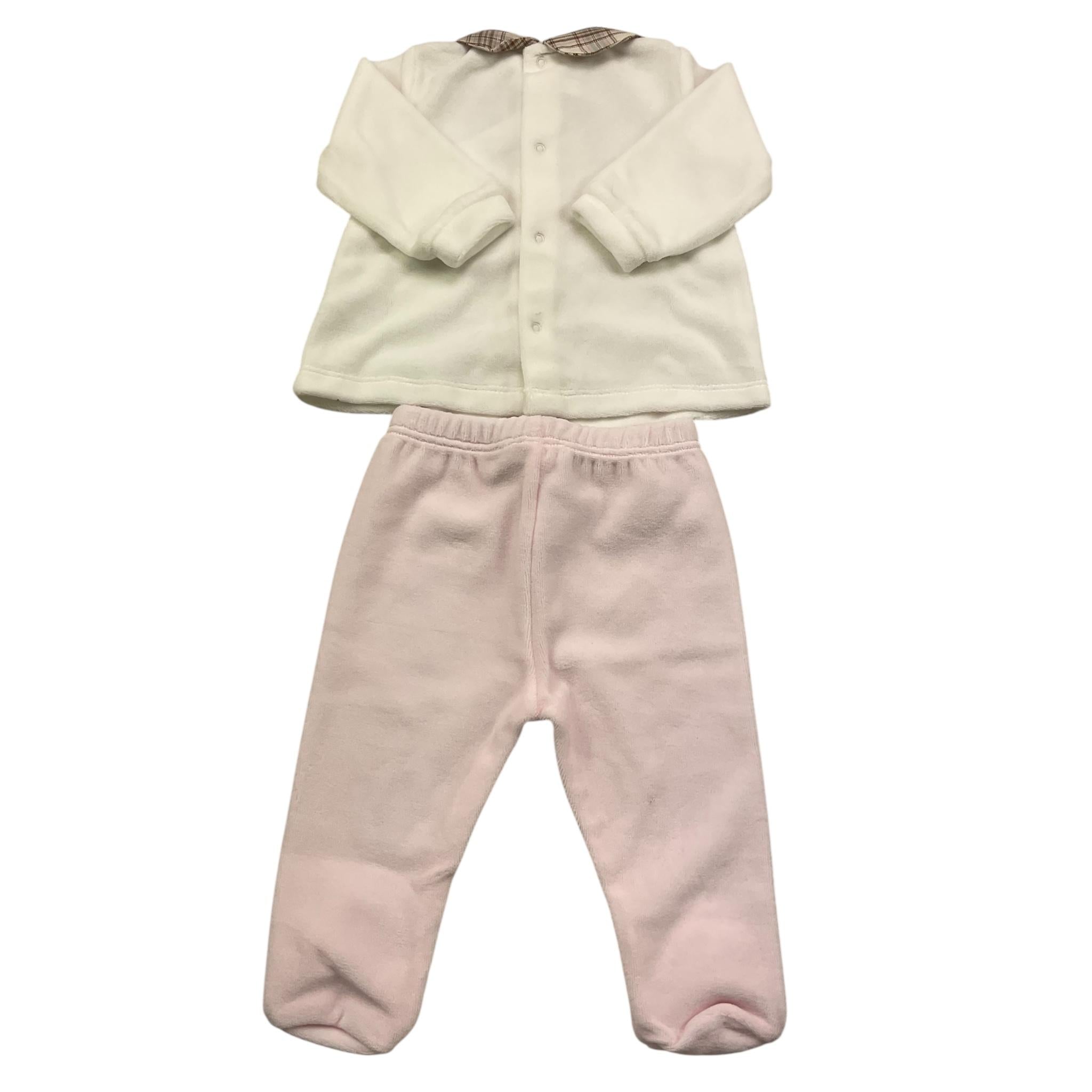 LALALU' completo 2 pezzi maglia-ghettina in ciniglia Bianco/rosa per Neonata CPL6NX BIANCO/ROSA LALALU' 