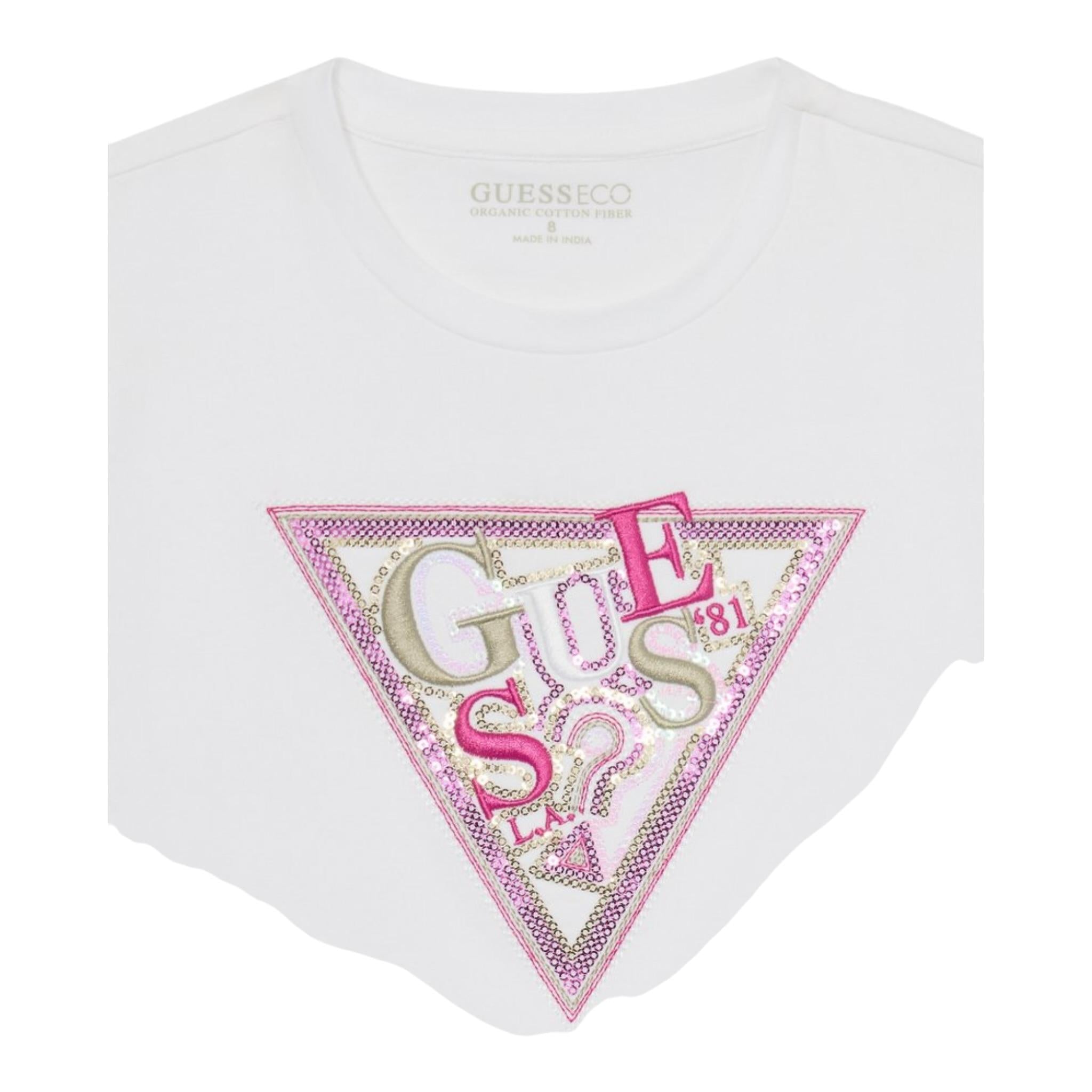 Guess T-Shirt Girocollo Tinta Unita con Stampa per Bambina J5GI04K6YW4 BIANCO GUESS 
