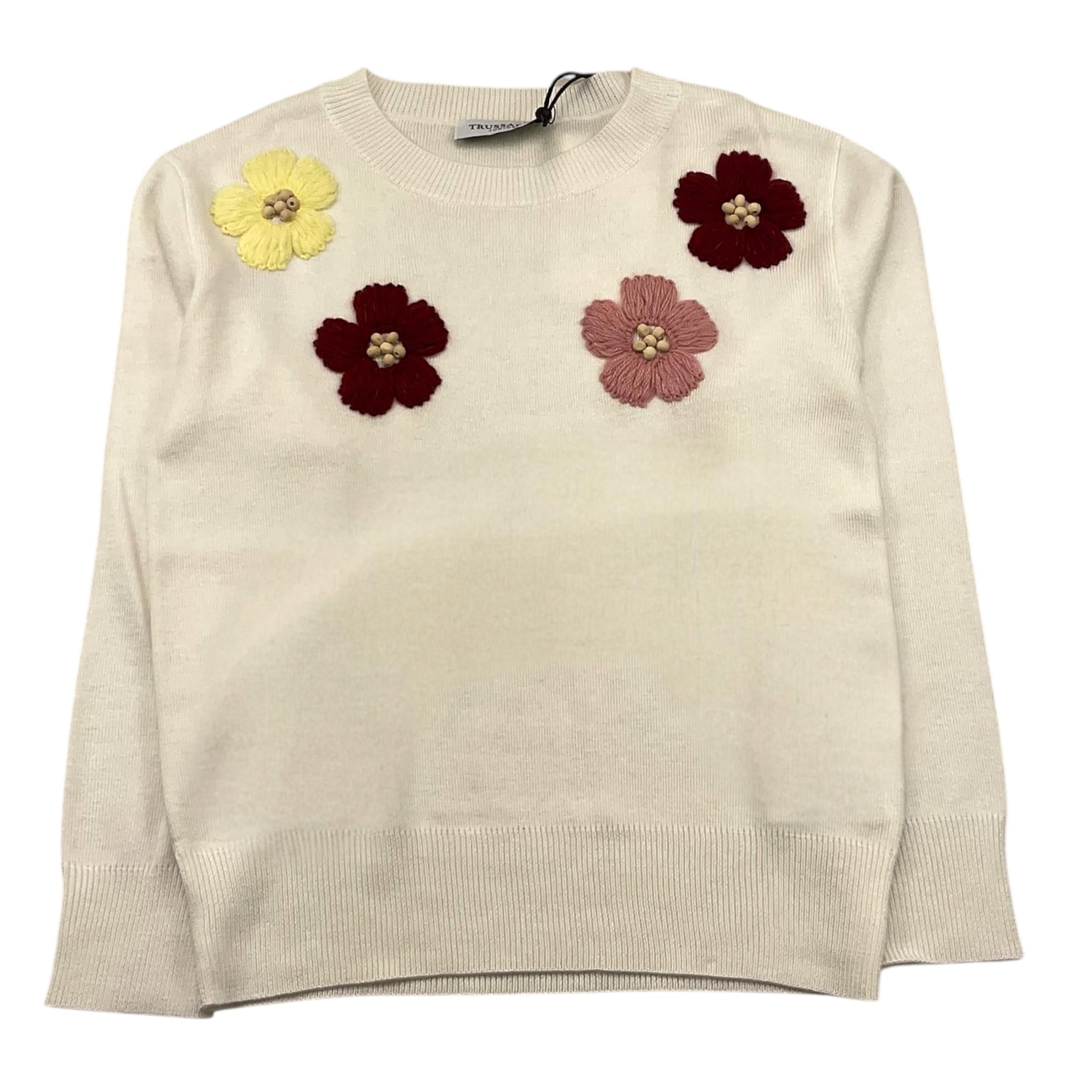 TRUSSARDI maglia girocollo tinta unita con ricami Bianco per Bambina TGA25080MA BIANCO TRUSSARDI 