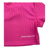 Hinnominate T-Shirt Crop Model Solid Color Fuchsia for Girls