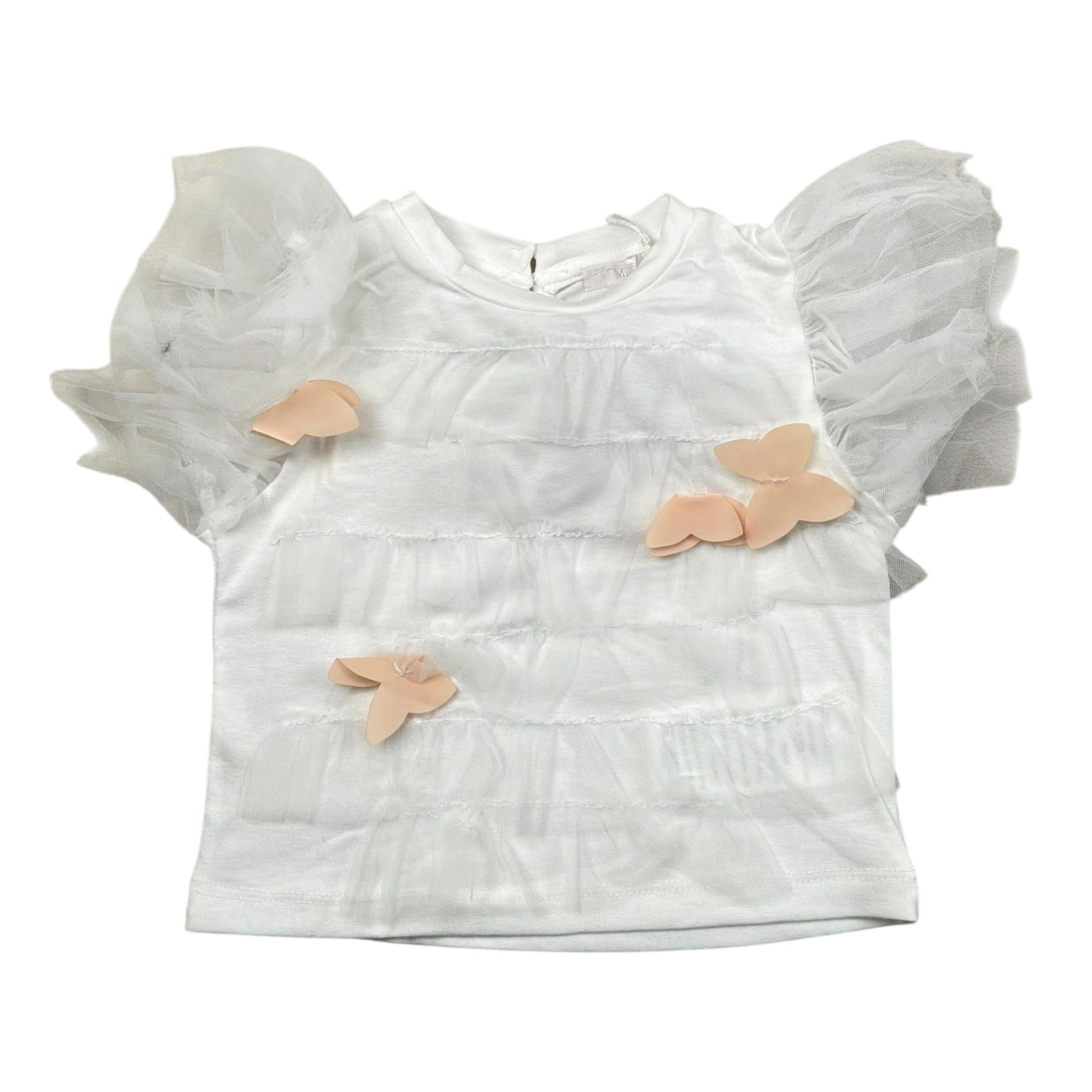 Miss Grant T-Shirt Girocollo Tinta Unita con Applicazioni per Neonata MG1335X BIANCO MISS GRANT 